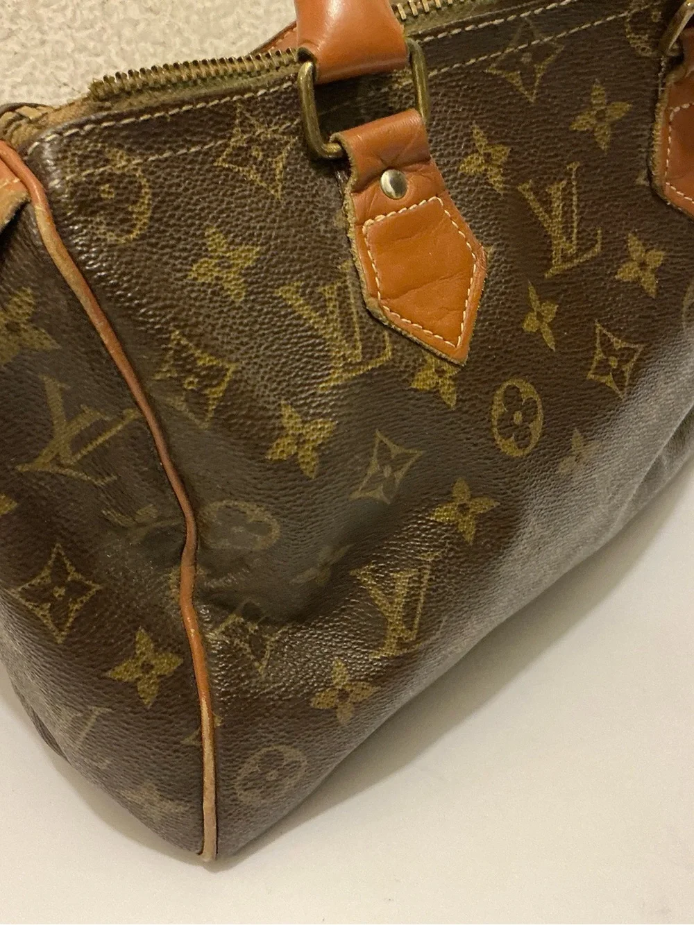Vintage Louis Vuitton Monogram Canvas Satchel in Brown and Tan mini